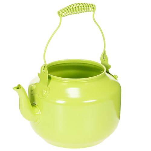 Dekorative Teekanne aus Metall als Blumenvase Ø12 cm Apfelgrün bestellen | Floristik24.at