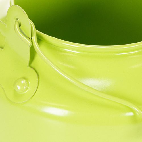 Dekorative Teekanne aus Metall als Blumenvase Ø12 cm Apfelgrün | Floristik24.at