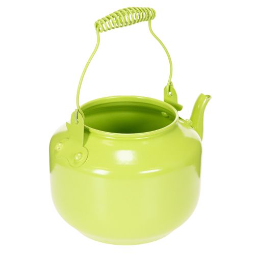 Dekorative Teekanne aus Metall als Blumenvase Ø12 cm Apfelgrün | Floristik24.at