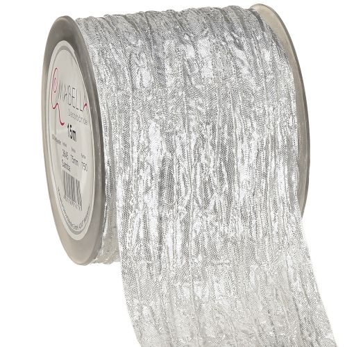 Dekorband Geschenkband Tischband Silber Hell 75mm 15m