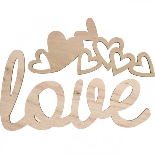 Herzen „Love“ Holzdeko Natur mit Magnet Dekoschild 20,5/25cm 6St