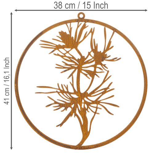 Artikel Dekoring Metall Ø38cm Rostoptik Kiefernzweig Wanddekoration Innen Außen
