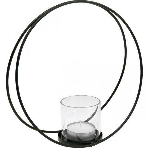 Dekoring Windlicht Metall Kerzenhalter Schwarz Ø28,5cm