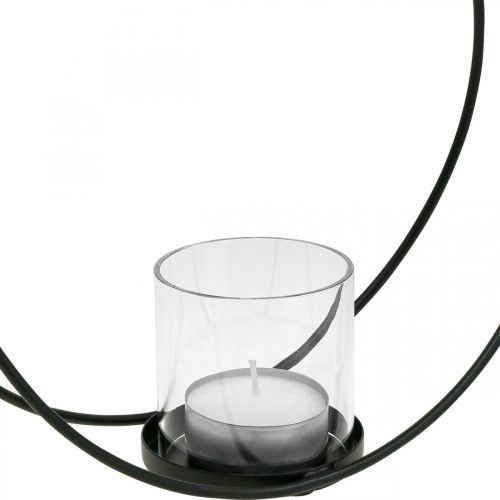 Floristik24 Dekoring Windlicht Metall Kerzenhalter Schwarz Ø28,5cm