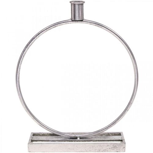 Floristik24 Dekoring Metall Stabkerzenhalter Silbern Antik Ø25cm H30,5cm