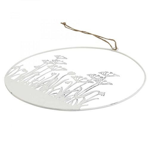 Floristik24 Dekoring Weiß Metall Deko Blumenwiese Frühlingsdeko Ø22cm