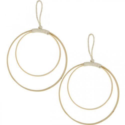 Artikel Ring zum Hängen, DIY, Fensterdeko, Boho-Stil, Doppelring Naturfarben Ø20/15cm 4 St