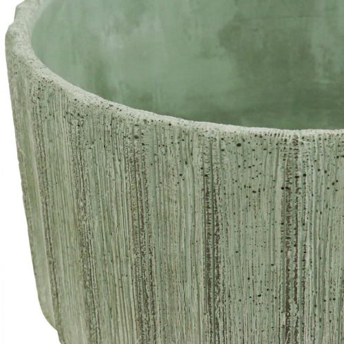 Artikel Dekoschale Grün Keramik Retro gestreift Ø20cm H11cm