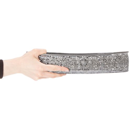 Dekoschalen-Set Metall Oval Silbergrau Weiß Floral 36cm/33,5cm | Floristik24.at
