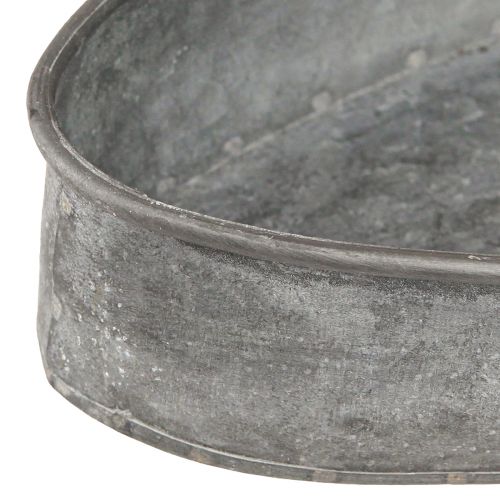 Floristik24 Dekoschale Metall Steckschale Oval Grau L33cm/31cm 2er-Set