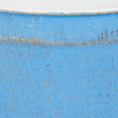 Dekoschale Metall Blau Ø21cm H10,5cm mit Henkeln | Floristik24.at