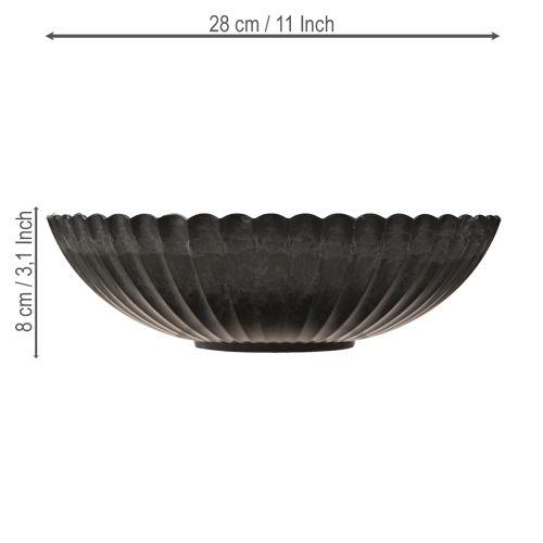 Floristik24 Dekoschale rund Anthrazit Pflanzschale mit Rillen Ø28cm