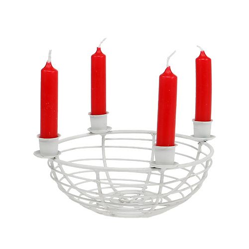 Floristik24 Dekoschale mit 4 Baumkerzenhaltern Weiß Ø14cm