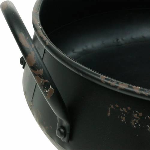 Floristik24 Dekoschale Schwarz Metall Schale Vintage Look Pflanzgefäß 2er-Set