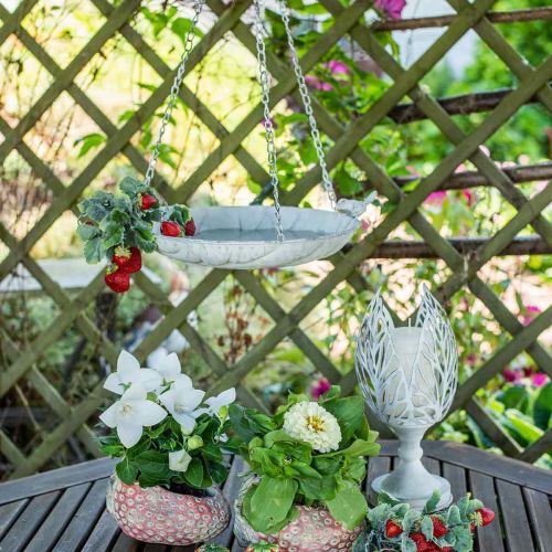Artikel Dekoschale zum Hängen Blumenampel Metall Weiß L62cm Ø31cm