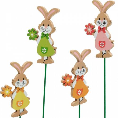 Artikel Dekostecker Osterhase mit Blume Osterdeko Holz Hasen am Stab 24St