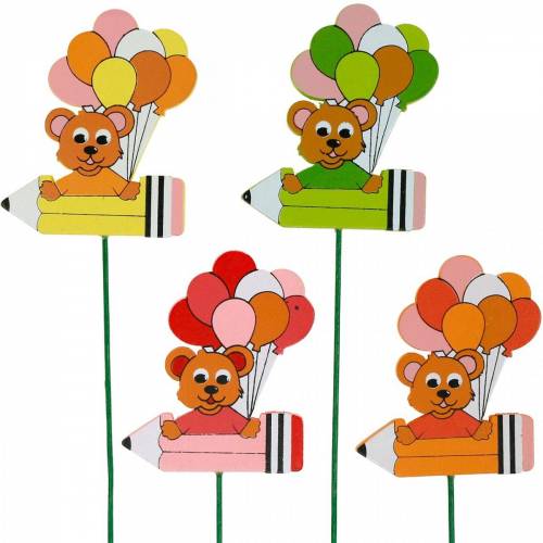 Floristik24 Dekostecker Stift mit Teddy und Ballons Blumenstecker Sommerdeko Kinder 16St