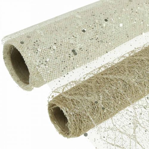 Floristik24 Tischband Dekostoff Champagner x 2 sortiert 35x200cm