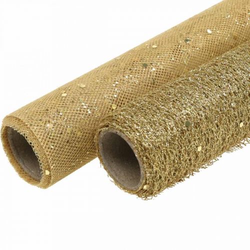 Floristik24 Tischband Dekostoff Gelb Gold x 2 Sortiert 35x200cm