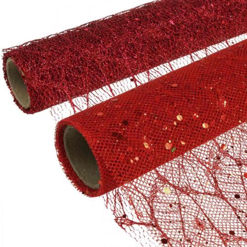 Floristik24 Dekostoff Weihnachten Polyester Rot x 2 sortiert 35x200cm