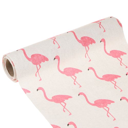 Floristik24 Dekostoff Flamingo Weiß-Pink 30cm x 3m