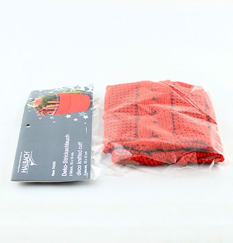 Floristik24 Deko-Strickschlauch 15 x 13cm Rot 2St