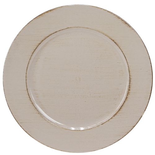 Floristik24 Dekoteller Kunststoff Deko Plastikteller Grau Braun Ø33cm
