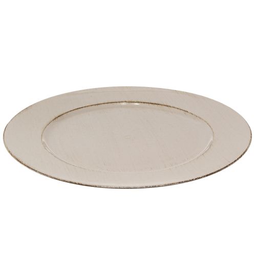 Floristik24 Dekoteller Kunststoff Deko Plastikteller Grau Braun Ø33cm