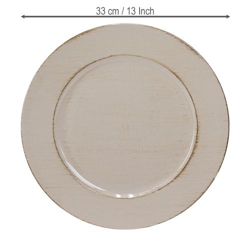 Artikel Dekoteller Kunststoff Deko Plastikteller Grau Braun Ø33cm