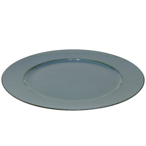 Floristik24 Dekoteller Kunststoff Deko Plastikteller Petrol Braun Ø33cm