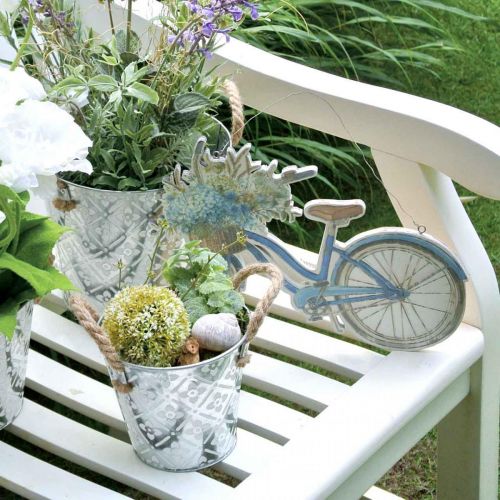Floristik24 Dekotopf aus Metall, Pflanztopf mit Blumenmuster, Metallgefäß zum Bepflanzen Ø20,5cm
