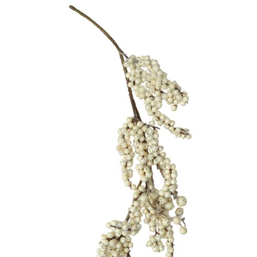 Floristik24 Dekozweig Schneebeeren Wintergirlande Creme 130cm