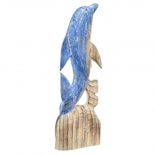 Artikel Delphin Figur Maritime Holzdeko Handgeschnitzt Blau H59cm