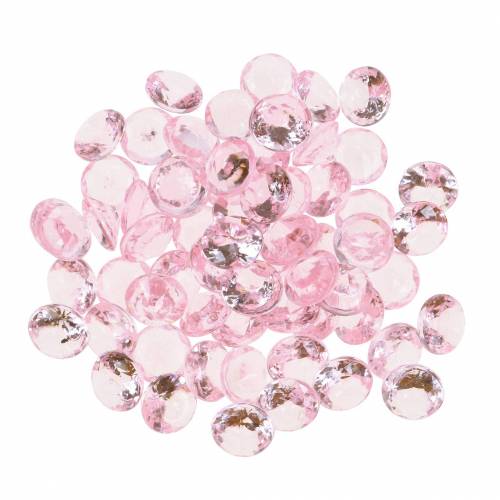 Floristik24 Dekosteine Diamant Acryl Hellrosa Ø1,2cm 175g für Geburtstagsdekoration