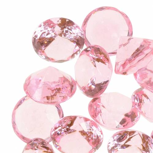 Floristik24 Dekosteine Diamant Acryl Hellrosa Ø1,8cm 150g Streudeko für den Tisch