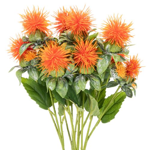 Künstliche Färberdistel orange 55cm für Wohnraumdeko und Vasen 4St