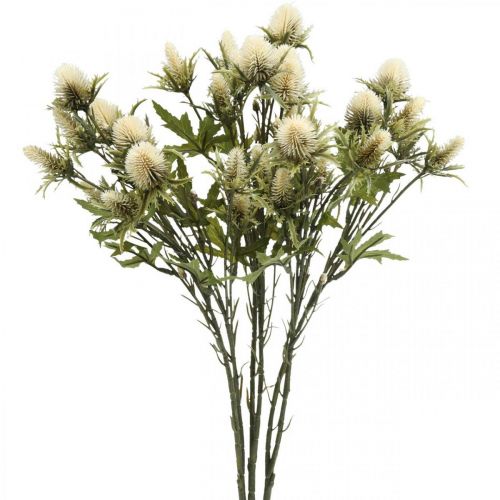 Distel künstlich Deko-Zweig Creme 10 Blütenköpfe 68cm 3St