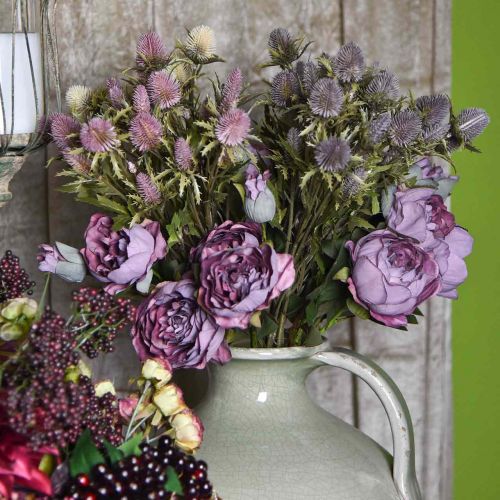 Floristik24 Distel künstlich Lila Dekozweig 10 Blütenköpfe 68cm 3St