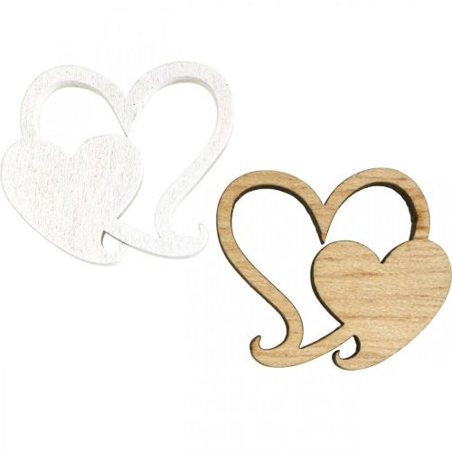 Artikel Doppelherz Holz, Streudeko Hochzeit Herzen B3cm 72 St