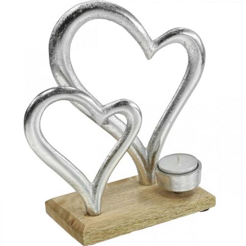 Artikel Teelichthalter Herz Metall Deko Tischdeko Holz 22cm