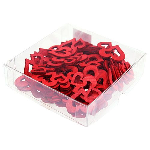 Floristik24 Doppelherzen aus Holz zum Streuen 4cm Rot 72 St