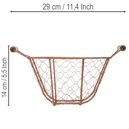Drahtkorb Rund Metall Ø22cm Rostoptik mit Holzgriffen | Floristik24.at