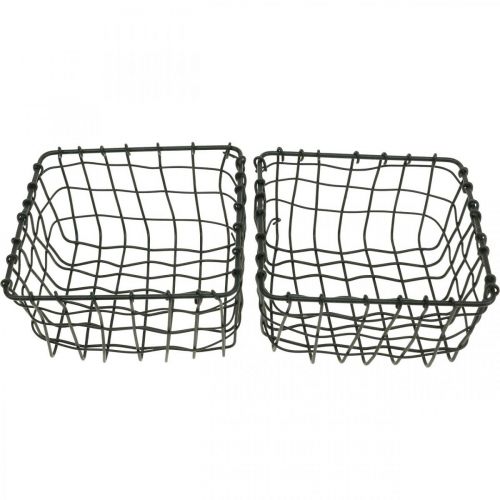 Floristik24 Aufbewahrungskorb, Korb zum Bepflanzen, Mini-Drahtkorb quadratisch 12×12cm 2St