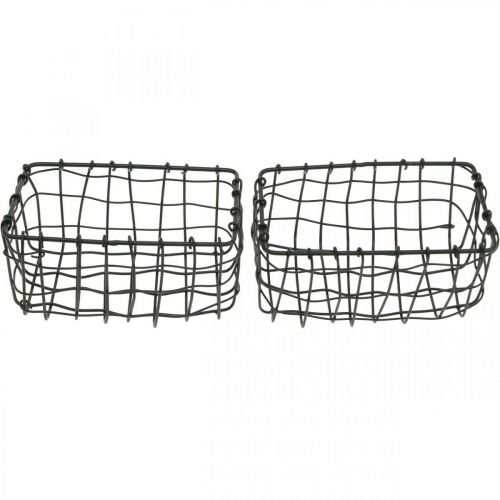 Floristik24 Mini-Drahtkorb, Metall-Deko, Pflanzkorb rechteckig L13cm H6,5cm 2St