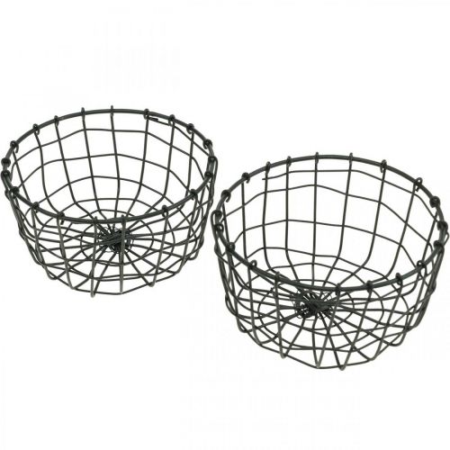 Floristik24 Korb zum Bepflanzen, Mini-Drahtkorb, Pflanzkorb rund Ø12cm H6,5cm 2St