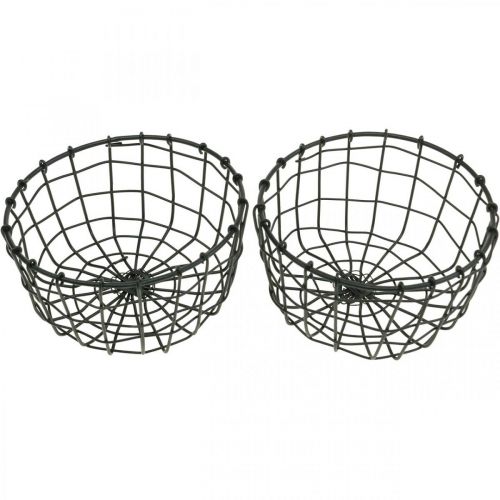 Floristik24 Korb zum Bepflanzen, Mini-Drahtkorb, Pflanzkorb rund Ø12cm H6,5cm 2St