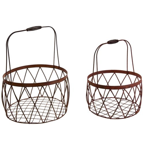 Artikel Drahtkorb Gitterkorb mit Henkel Gartendeko Rost Ø25/20cm 2er-Set