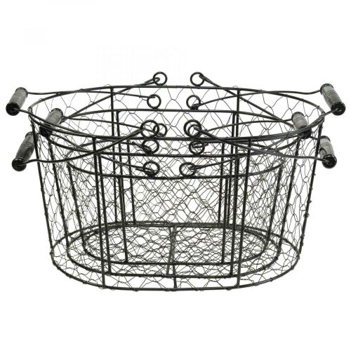 Artikel Drahtkorb mit Griffen Schwarz Metall 35/31/27cm 3er-Set