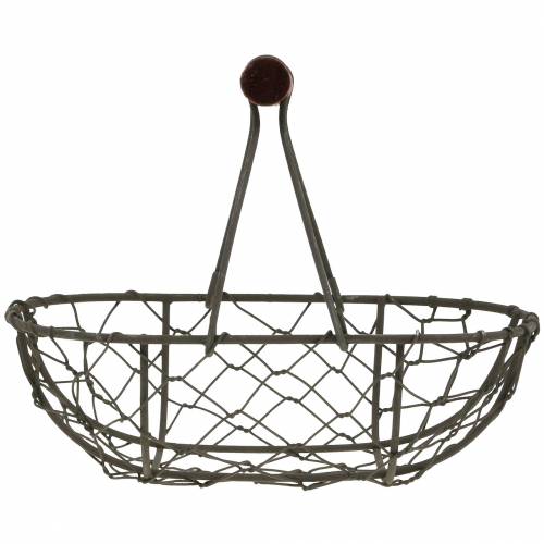 Artikel Drahtkorb oval mit Henkel Grau 17×11cm H15cm 2St