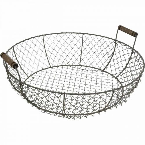 Floristik24 Drahtkorb rund mit Griffen Korb Graubraun Ø32/36/40cm 3er-Set